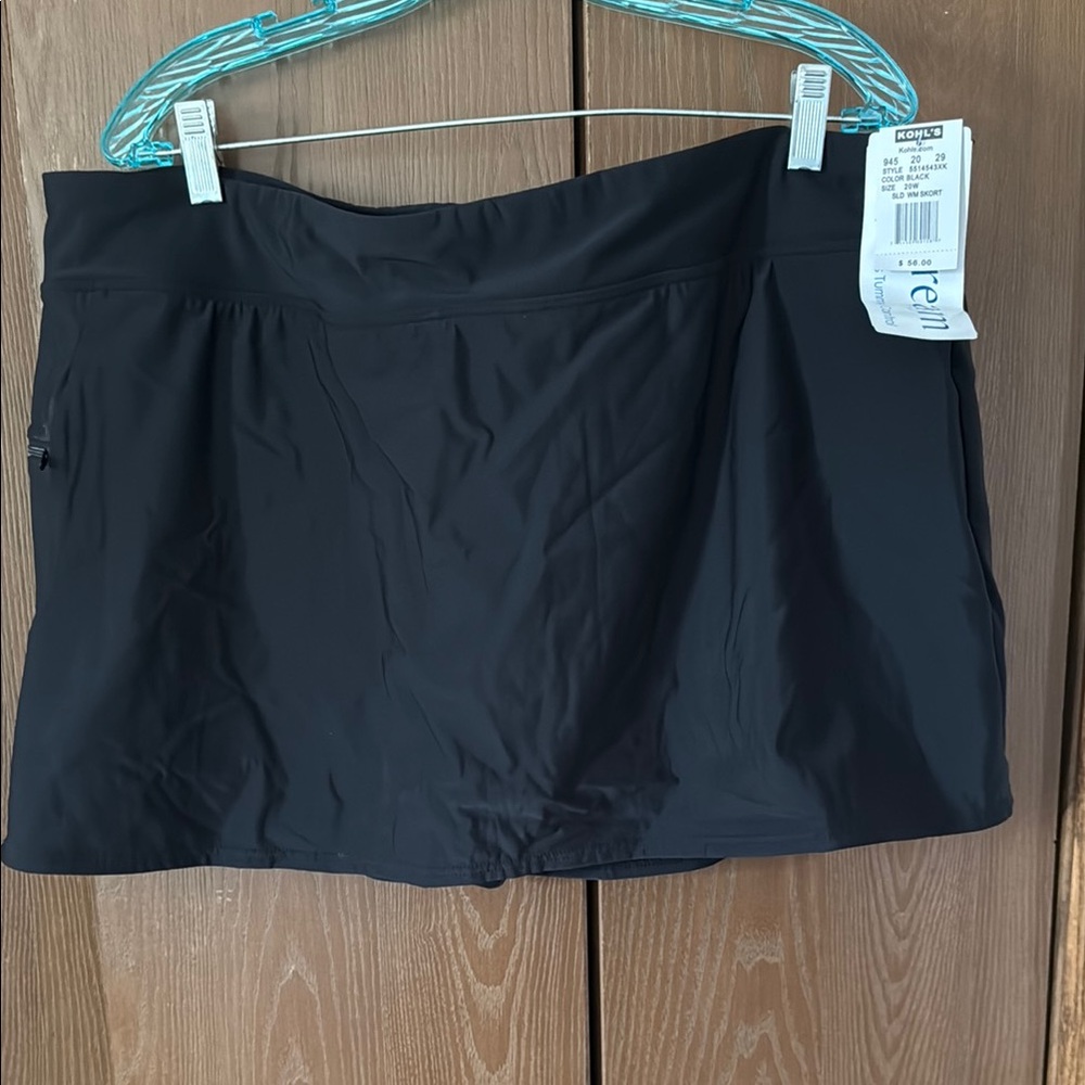 Black Skirt swim suit bottom with Built-in Shorts and pocket